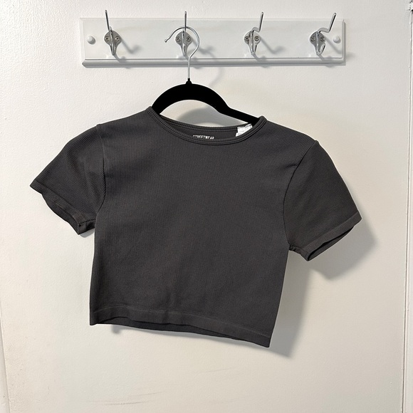 Ribbed Dark Gray Crop Top - Picture 1 of 2